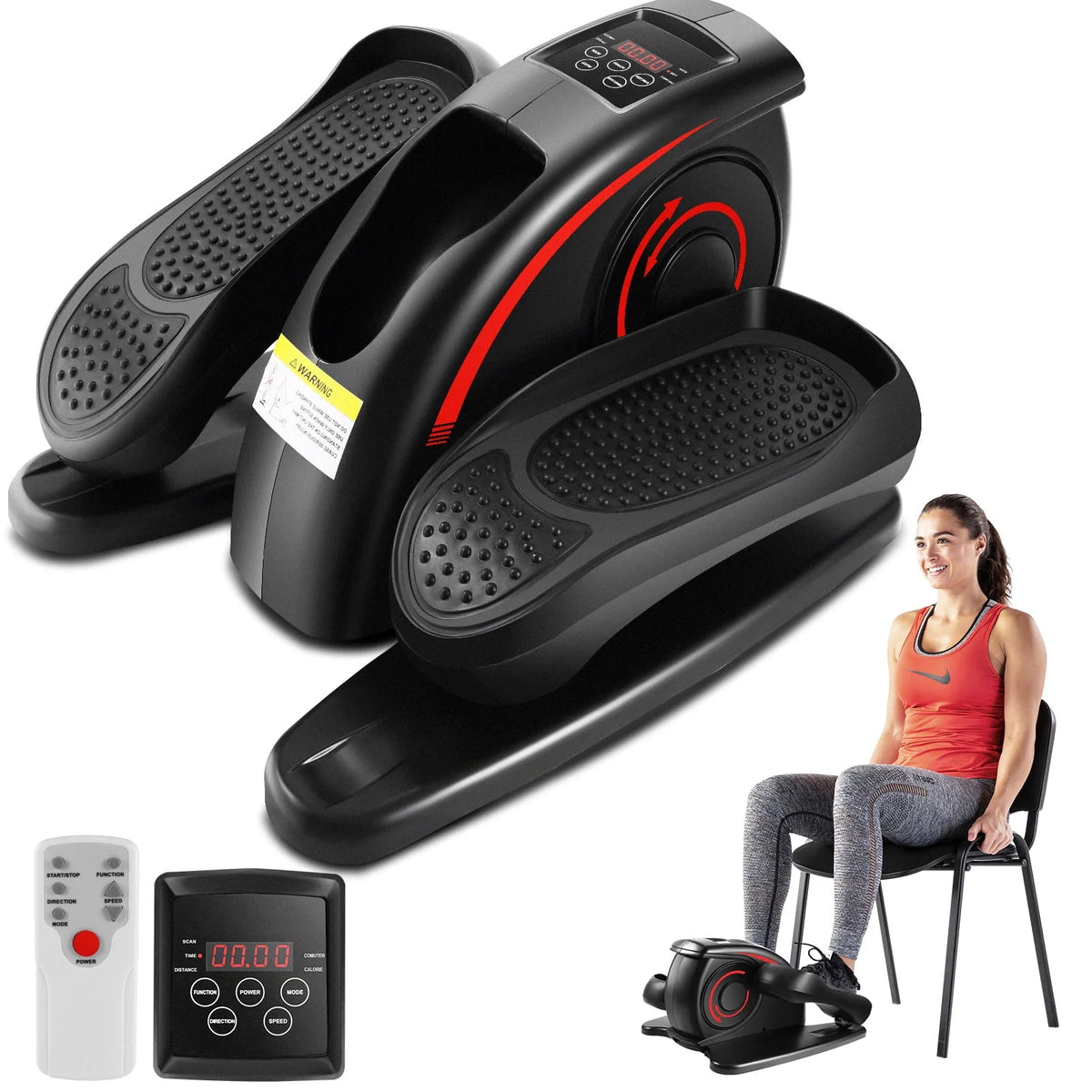 Under Desk Elliptical Pedal Exerciser with Remote & Data Monitor R806