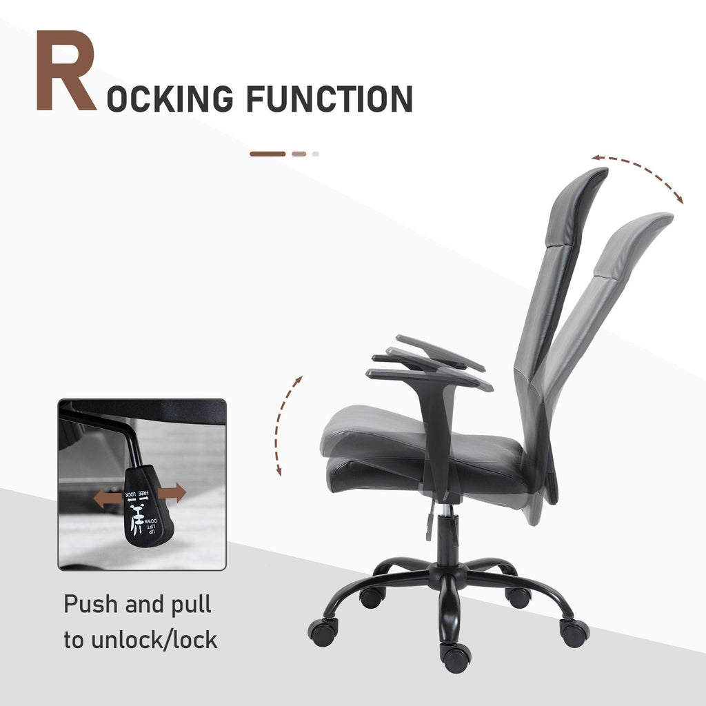 Faux Leather High-Back Office Chair with Adjustable Height, Metal Legs C4567