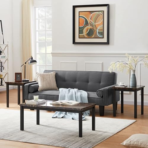 Faux Marble Coffee Table Set of 3 Piece Metal Frame U522