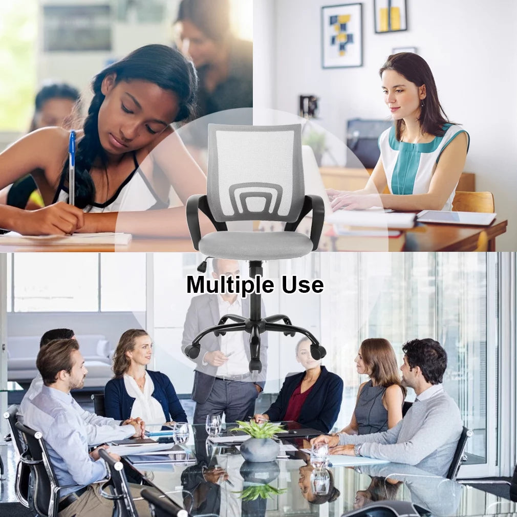 Grey Ergonomic Swivel Office Chair with Lumbar Support X12314
