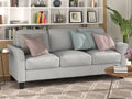 Light Gray 3-Seat Linen Fabric Sofa G92901