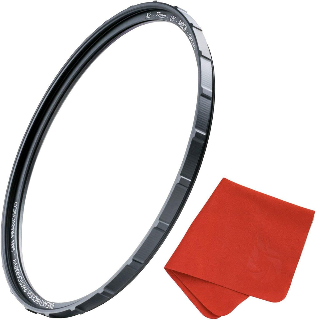 52mm X2 UV Filter for Camera Lenses with Lens Cloth, Pack of 2 W7621