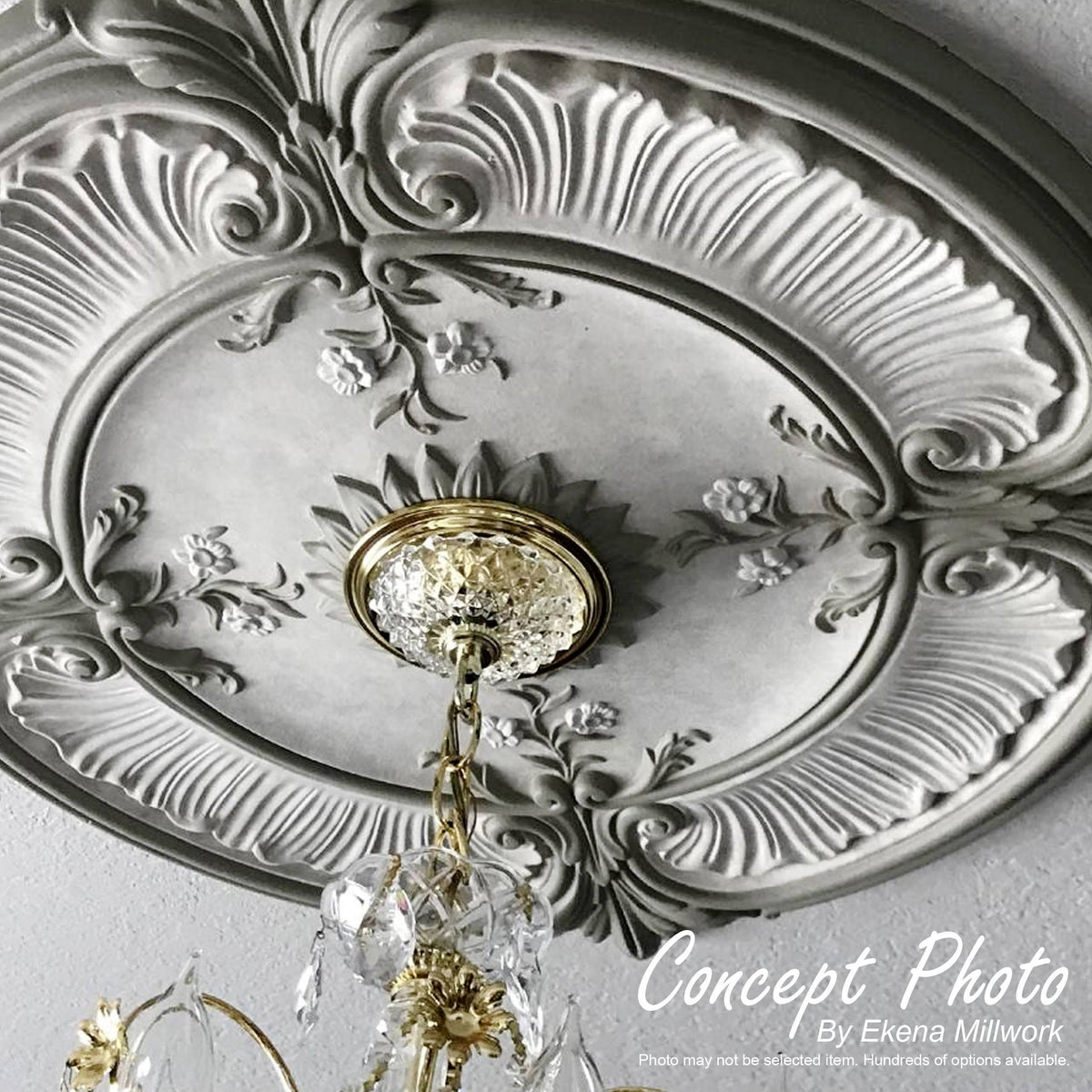 Traditional Ceiling Medallion, Hand-Painted Pale Gold I19947