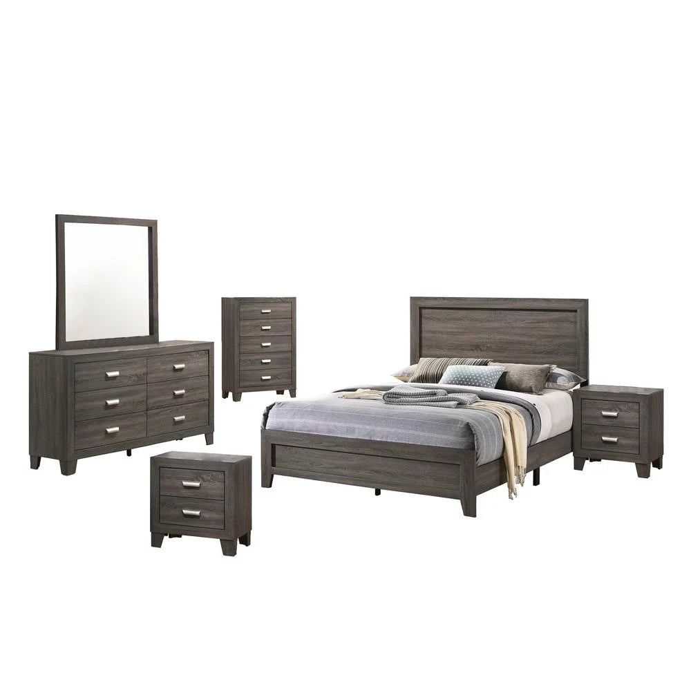Gray 6pc Bedroom Set with Chest and 2 Nightstands F947