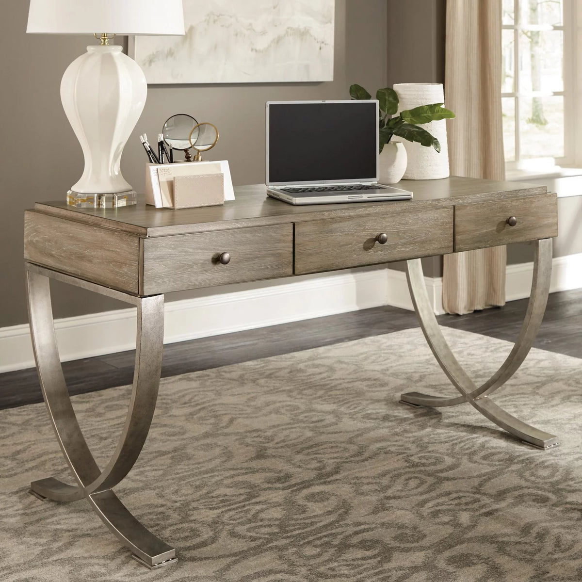 Wood and Metal Writing Desk B7863