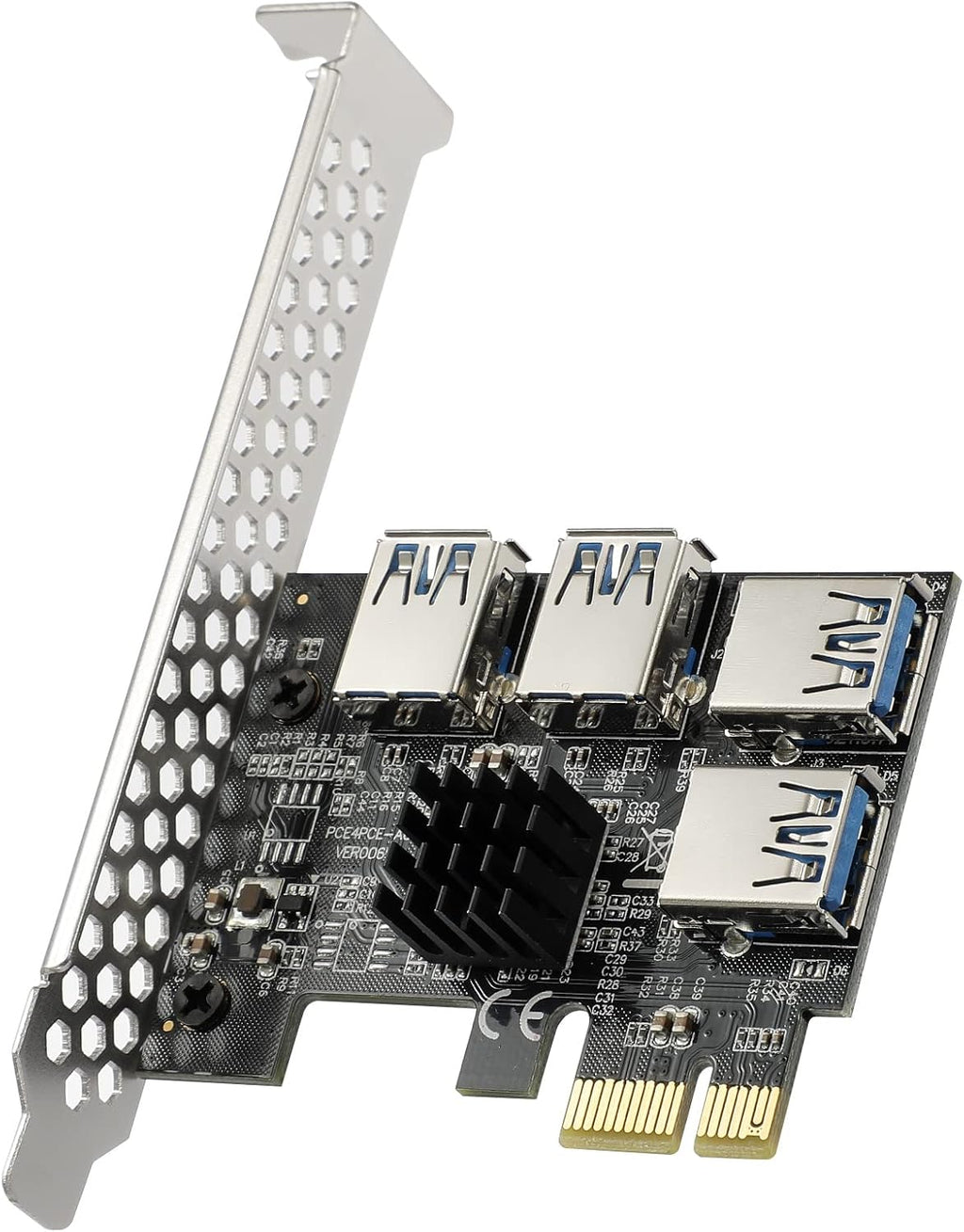 PCIE Riser with 6PIN SATA Power Cable and 60cm USB 3.0 Cable, 6 Pack X7858