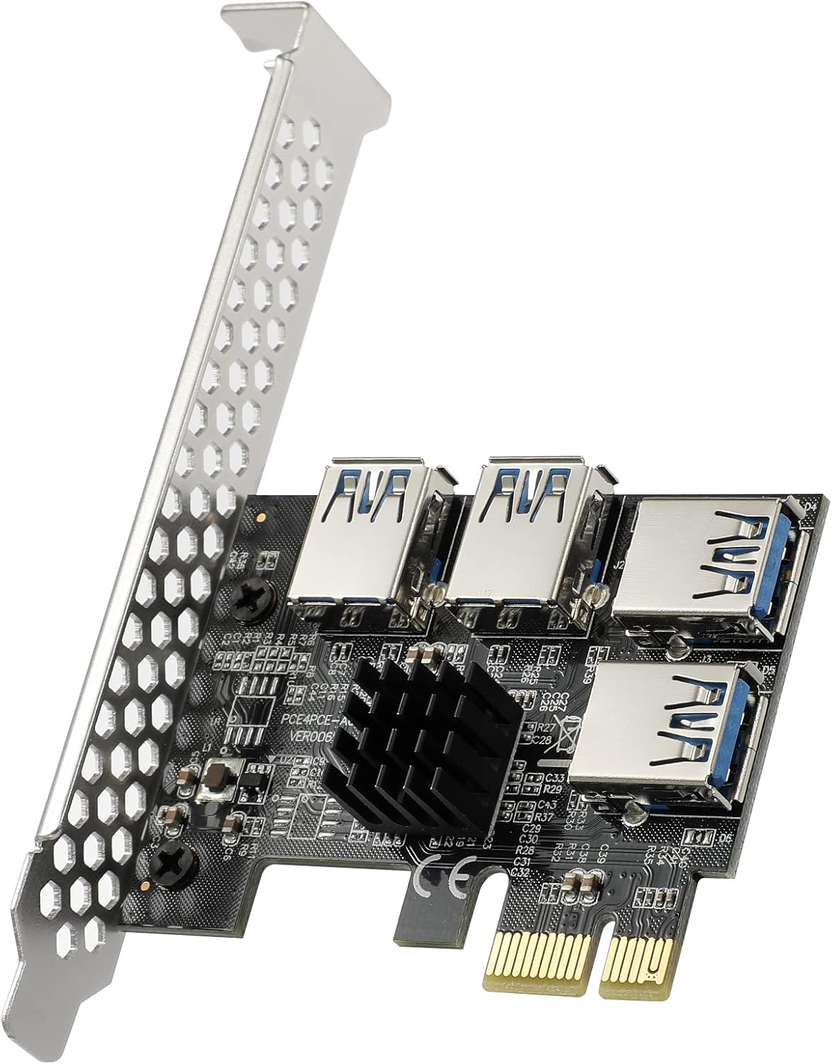 PCIE Riser with 6PIN SATA Power Cable and 60cm USB 3.0 Cable, 6 Pack X7858