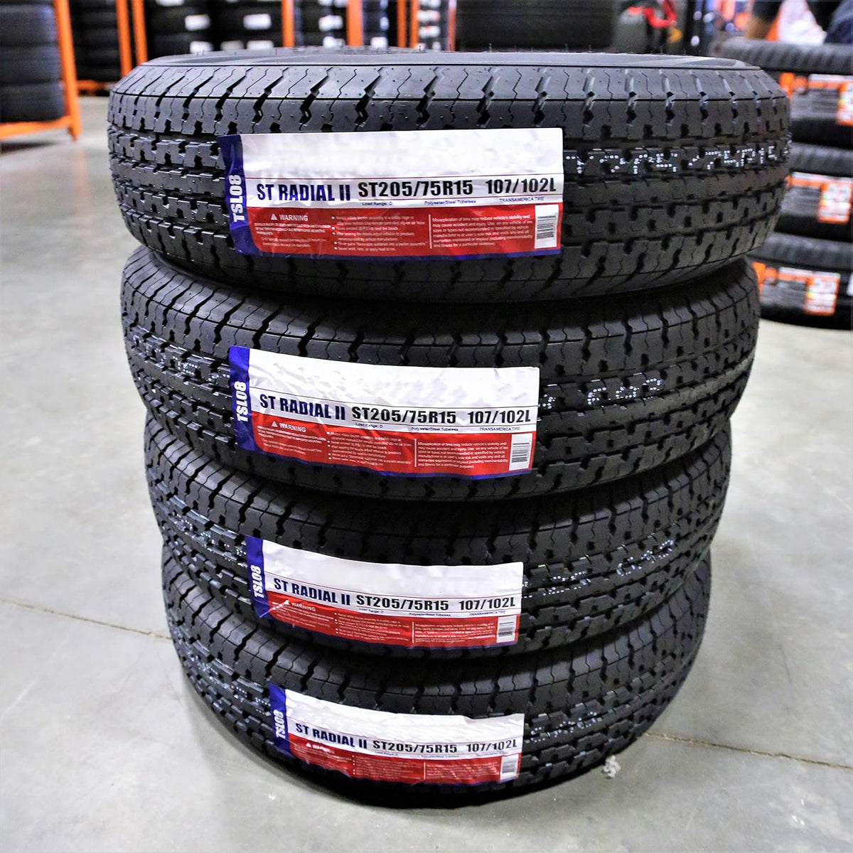 Set of 4 Trailer Radial Tires ST205/75R15 Load Range D 8-Ply BSW O755190