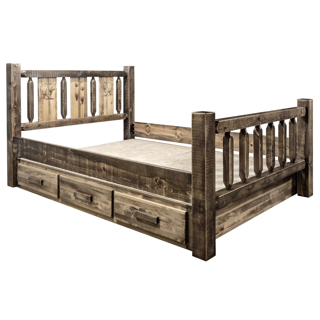 Brown Wood Twin Storage Bed U499