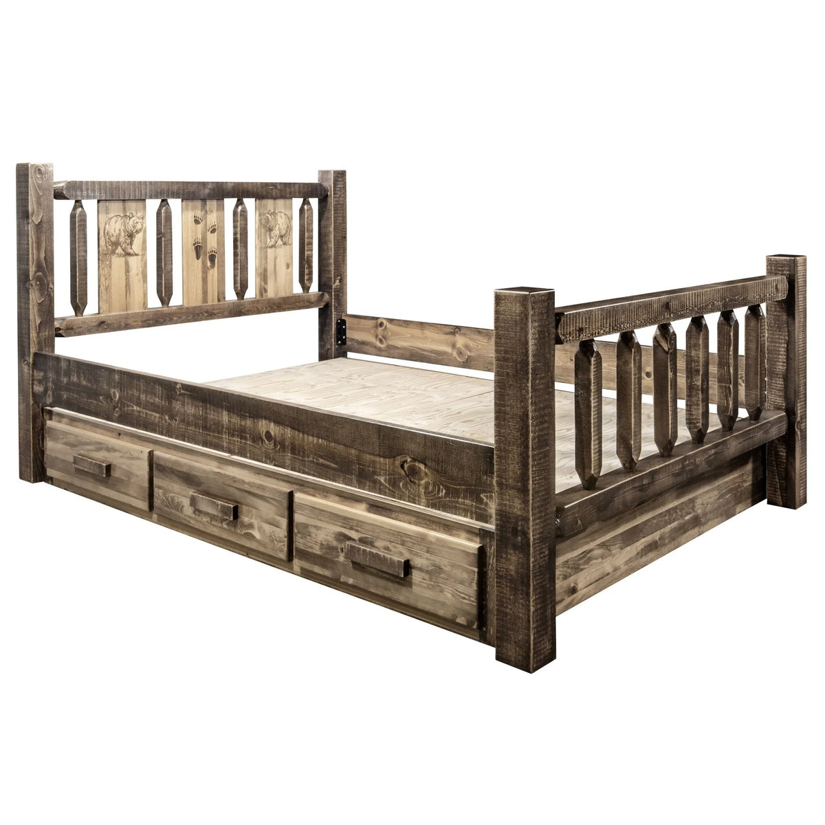 Brown Wood Twin Storage Bed U499
