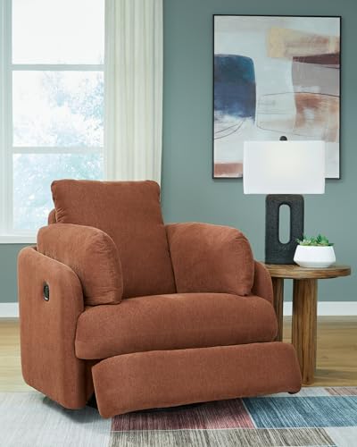 Orange Swivel Glider Rocker Recliner with 2 Bolster Pillows L649854