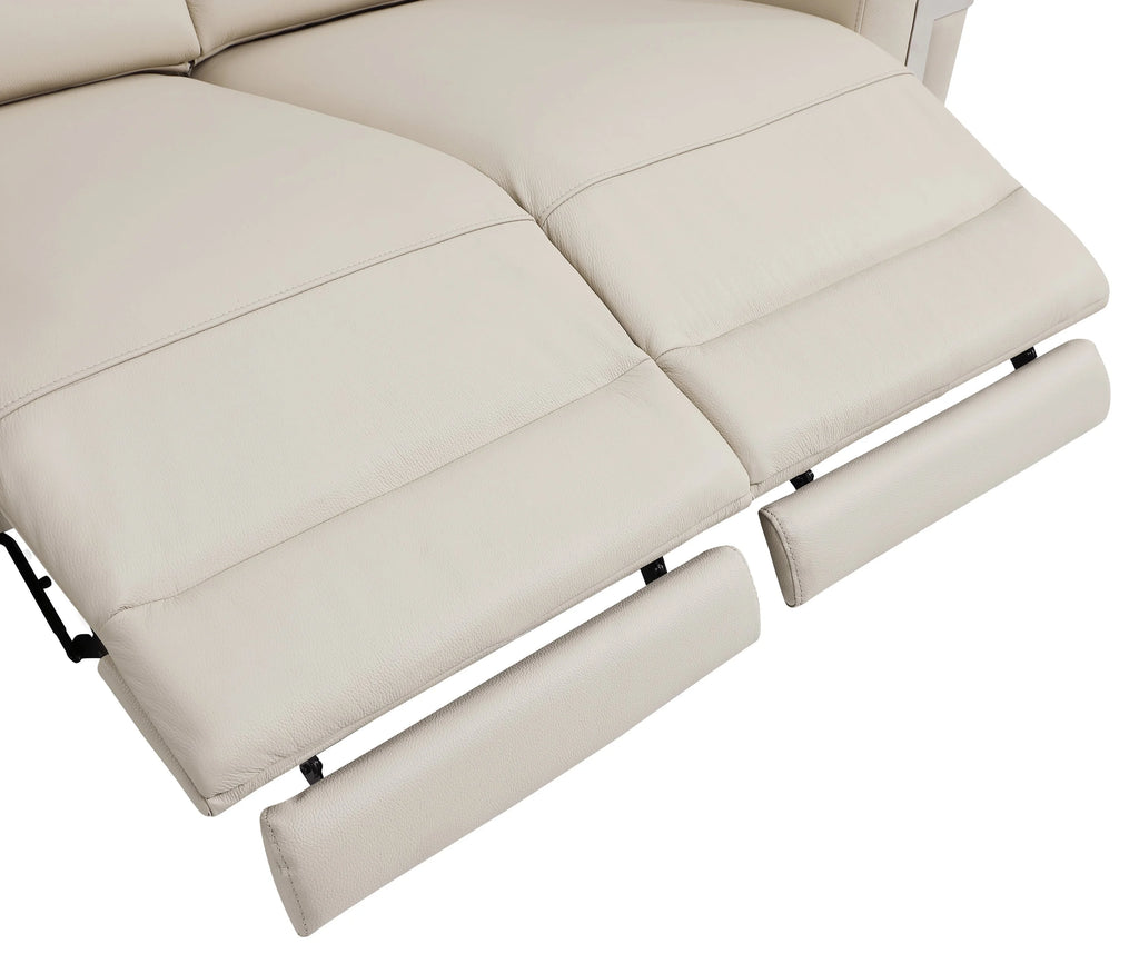 Beige Top Grain Italian Leather Power Recliner Chair Y3624
