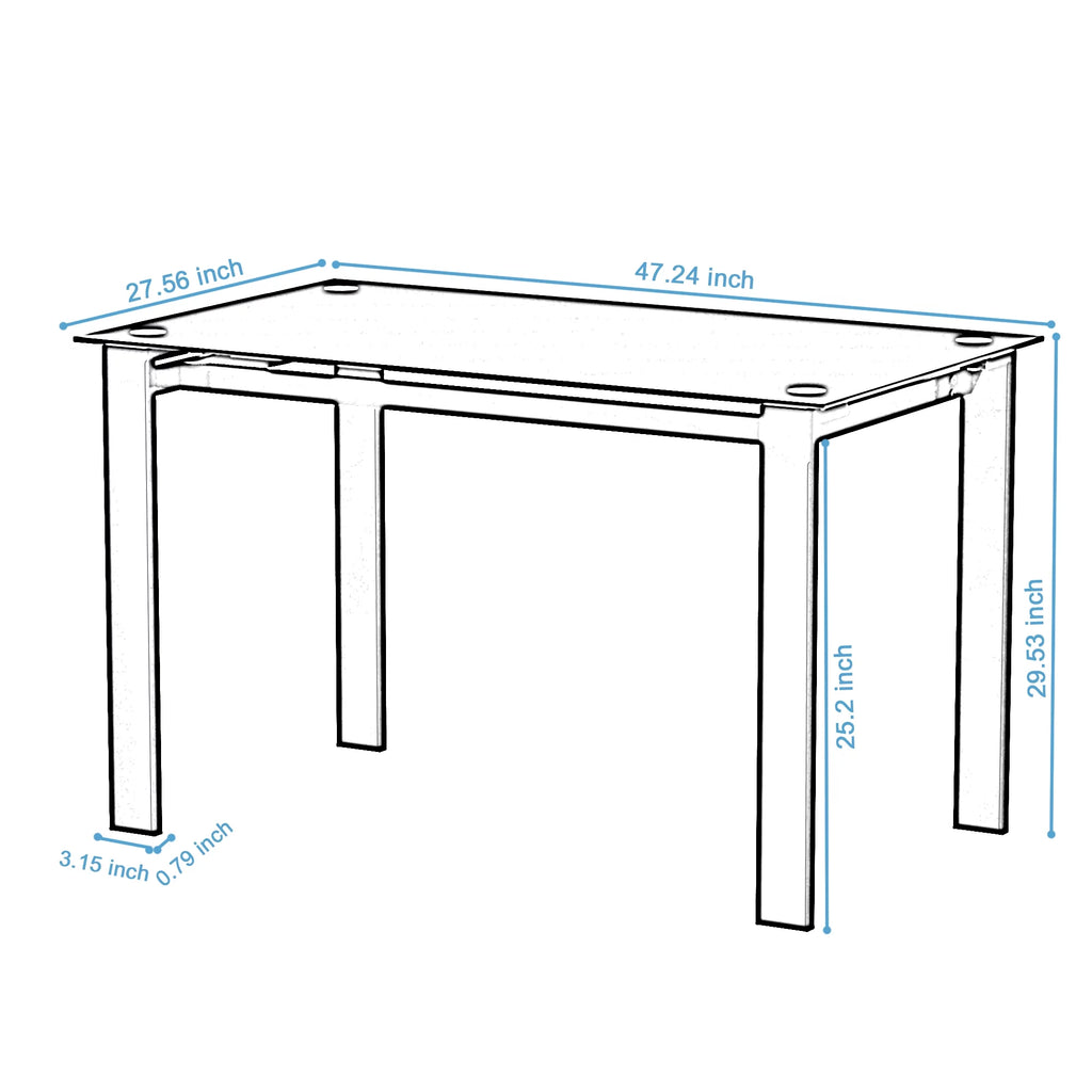 Black Rectangular Tempered Glass Dining Table I93047