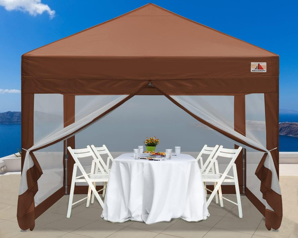 10x10 Pop up Canopy Tent with Mesh Walls and Carry Bag D803446