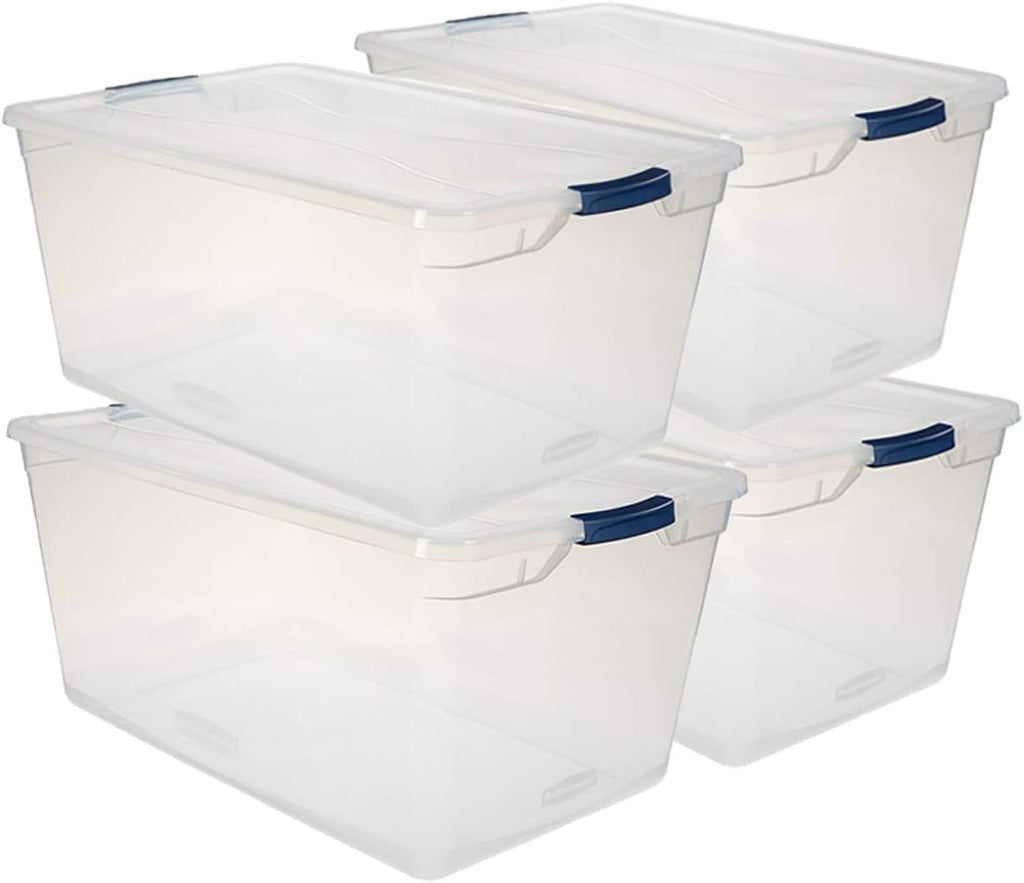 Clear 71 QT Pack of 4 Stackable Storage Containers with Lids H4756