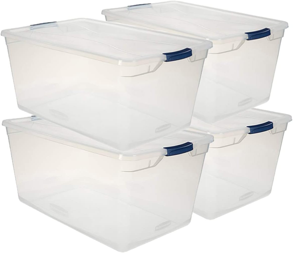 Clear 71 QT Pack of 4 Stackable Storage Containers with Lids H4756