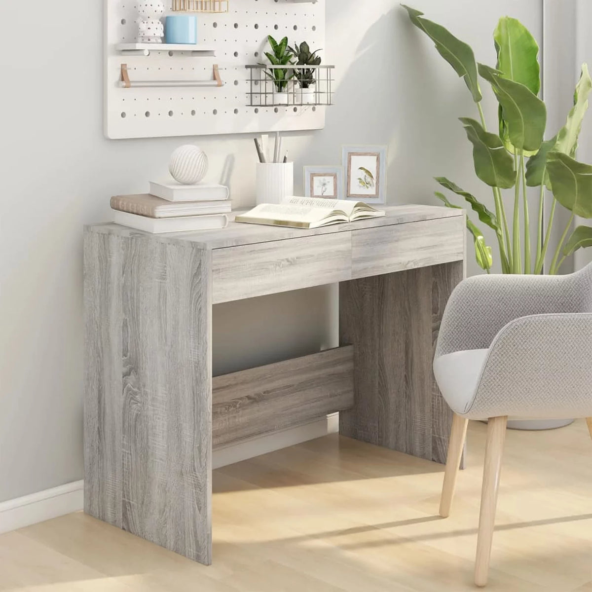 Gray Engineered Wood Writing Desk B3337