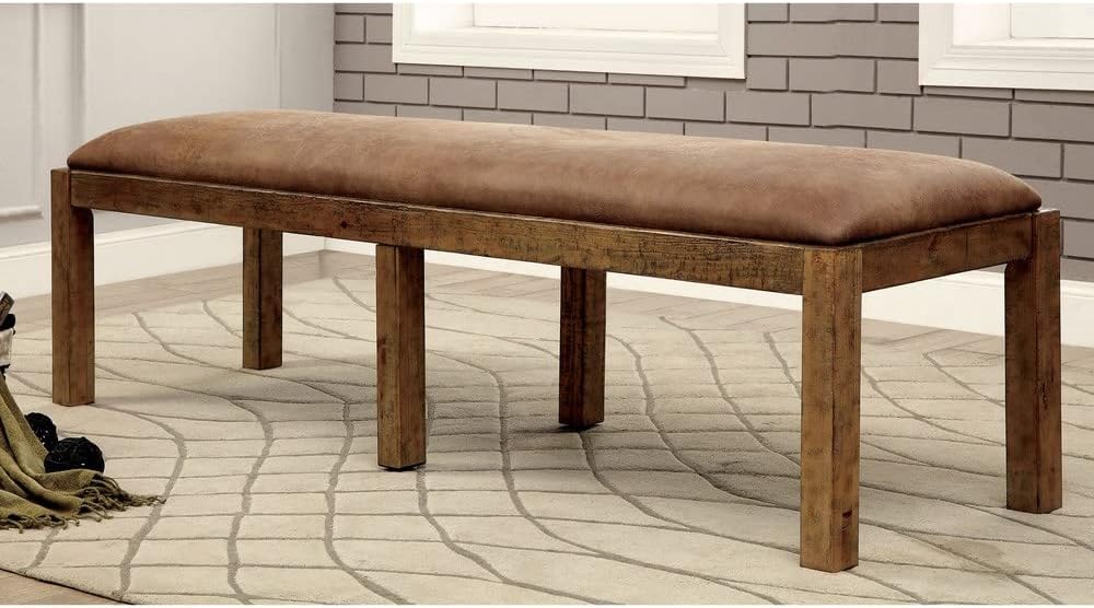 Rustic Pine Wood Padded Dining Bench M842