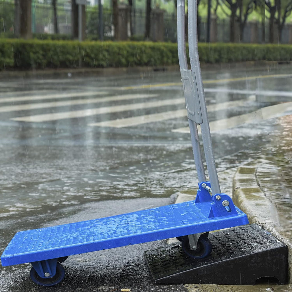 2PCS Rubber Curb Ramps 5.3" Rise Heavy Duty Black Threshold Ramp with 4 Expansion Bolts H68459