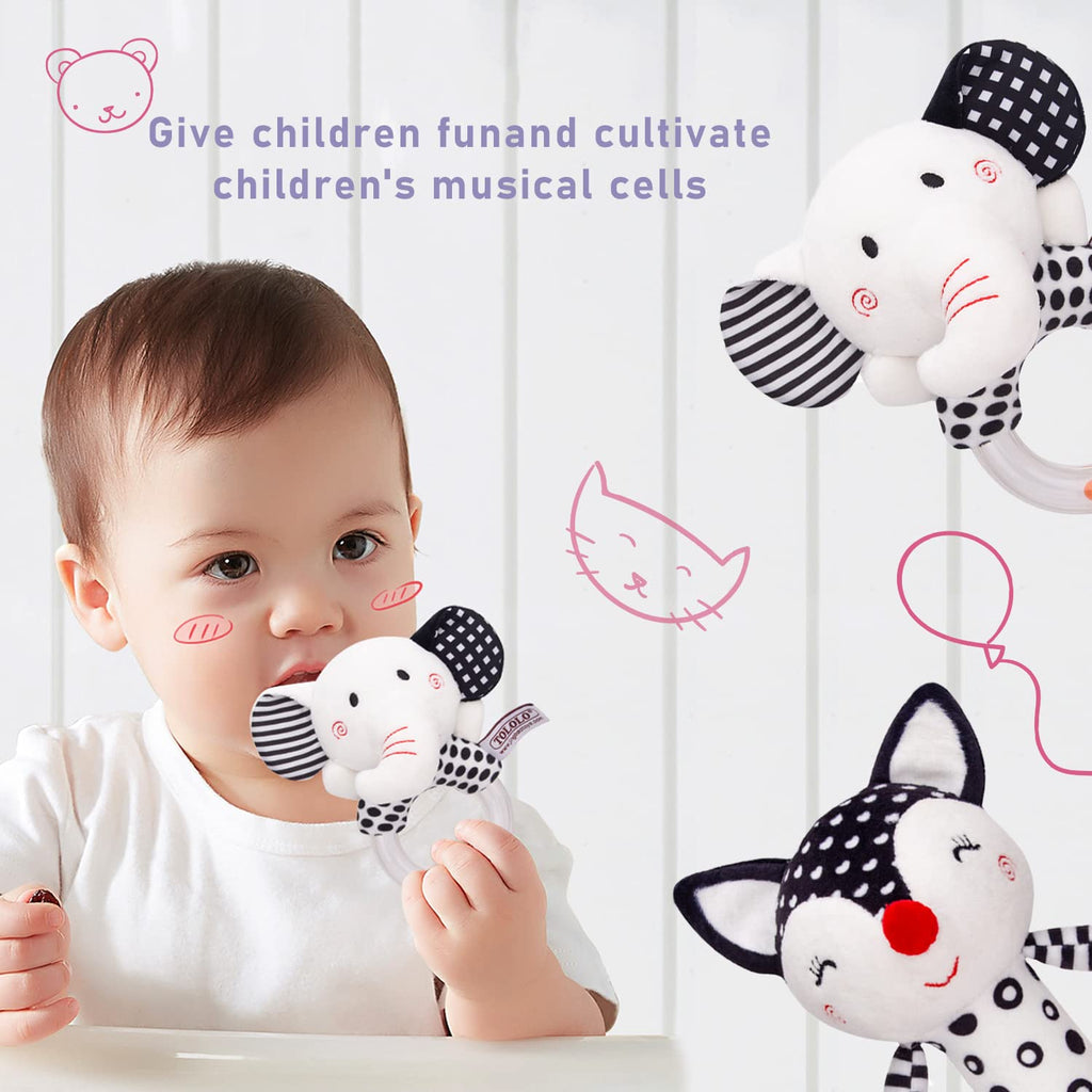 Baby Soft Rattles Teether Plush Rings for Infants 0 3 6 Months F69210