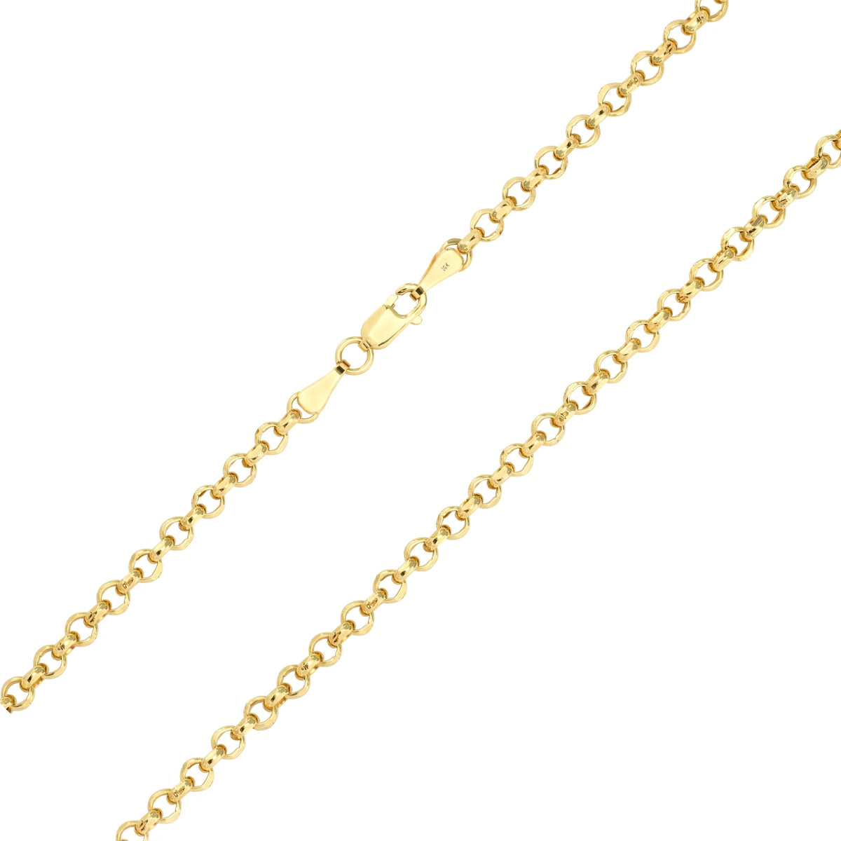 10k Yellow Gold 3mm Rolo Chain Pendant Necklace 16" - 30" F3137
