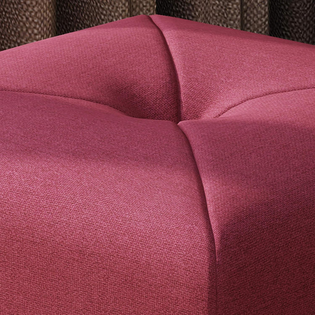 Deep Red Fabric Square Ottoman L554616