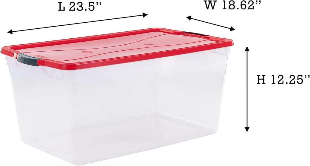 Clear 71 QT Pack of 4 Stackable Storage Containers with Lids H4756