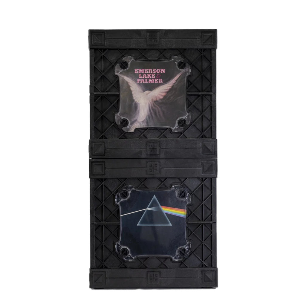 Vinyl Record Storage Crate with Divider and Transparent Panels E326195