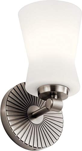9.5 Inch 1 Light Wall Sconce with Satin Etched Cased Opal Glass in Brushed Natural Brass Q2801