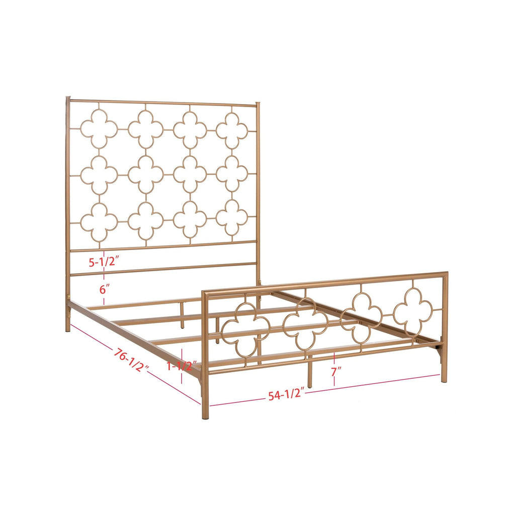 Antique Gold Lattice Metal Full Bed A251