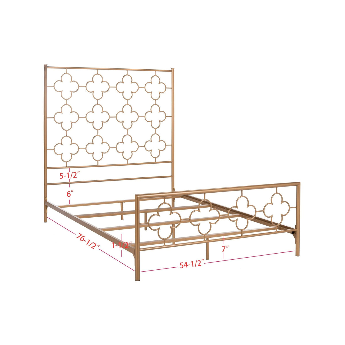 Antique Gold Lattice Metal Full Bed A251