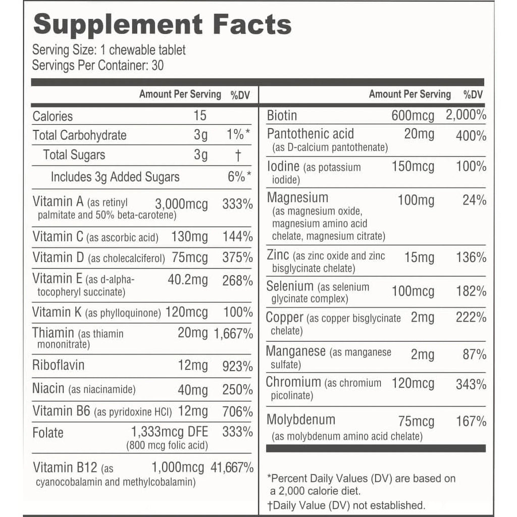 Chewable Bariatric Multivitamin Calcium Citrate 1-Month Supply I9153