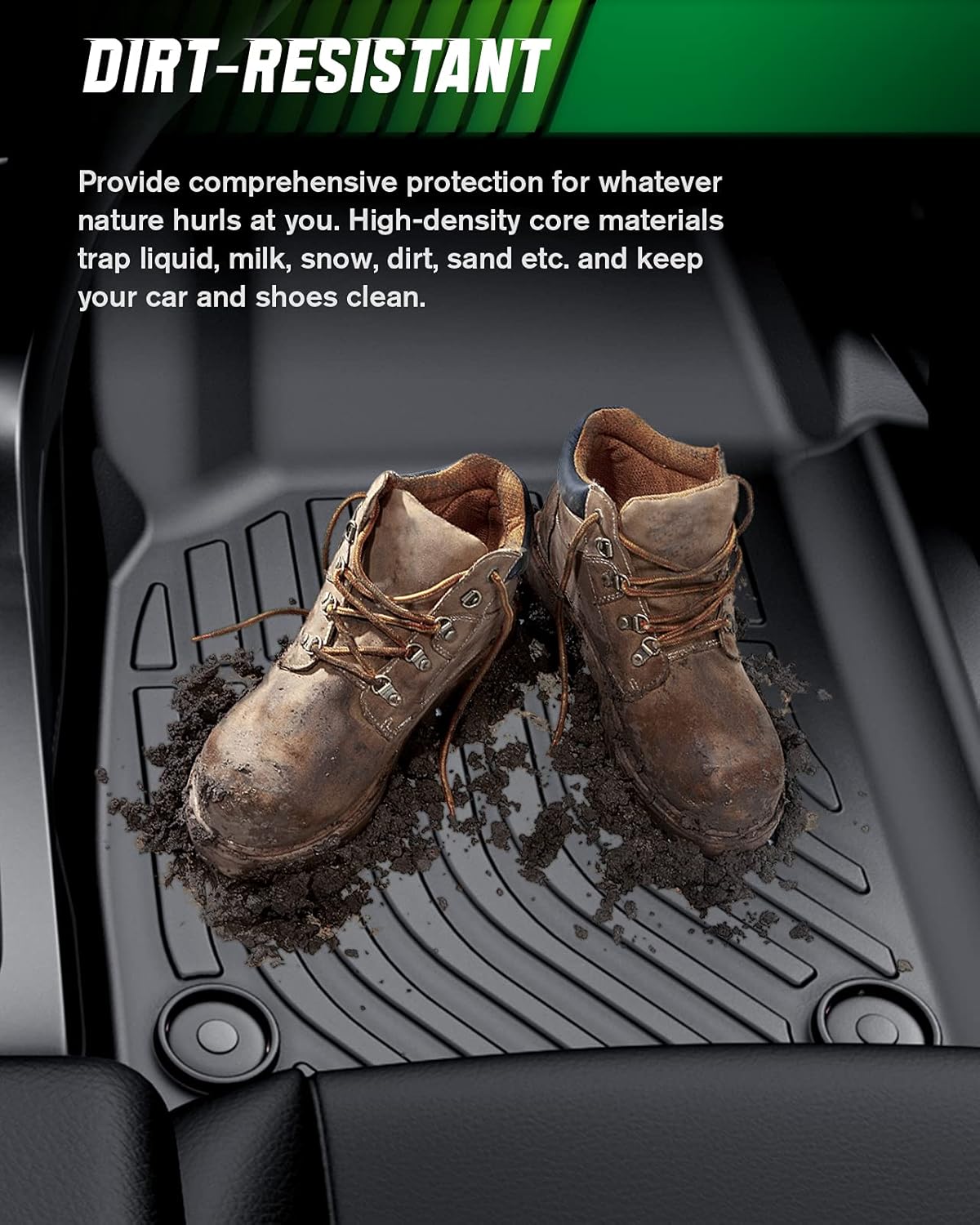 Black TPE All Weather Car Floor Mats Full Set X8166
