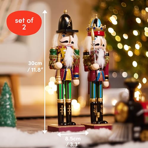 2 Pack 12 Inch Wooden Nutcracker Christmas Decor D66579