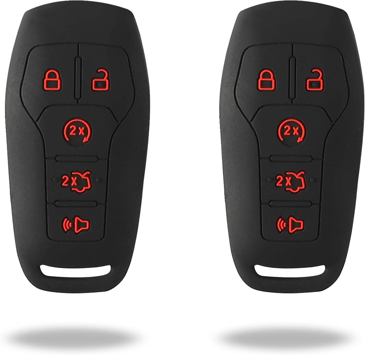 2Pcs Silicone Smart Key Fobs Remote Covers Case (Black) A35345