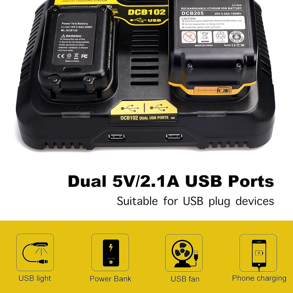 Dual Charger Replacement with 2 USB Ports, Pack of 2 Z422383