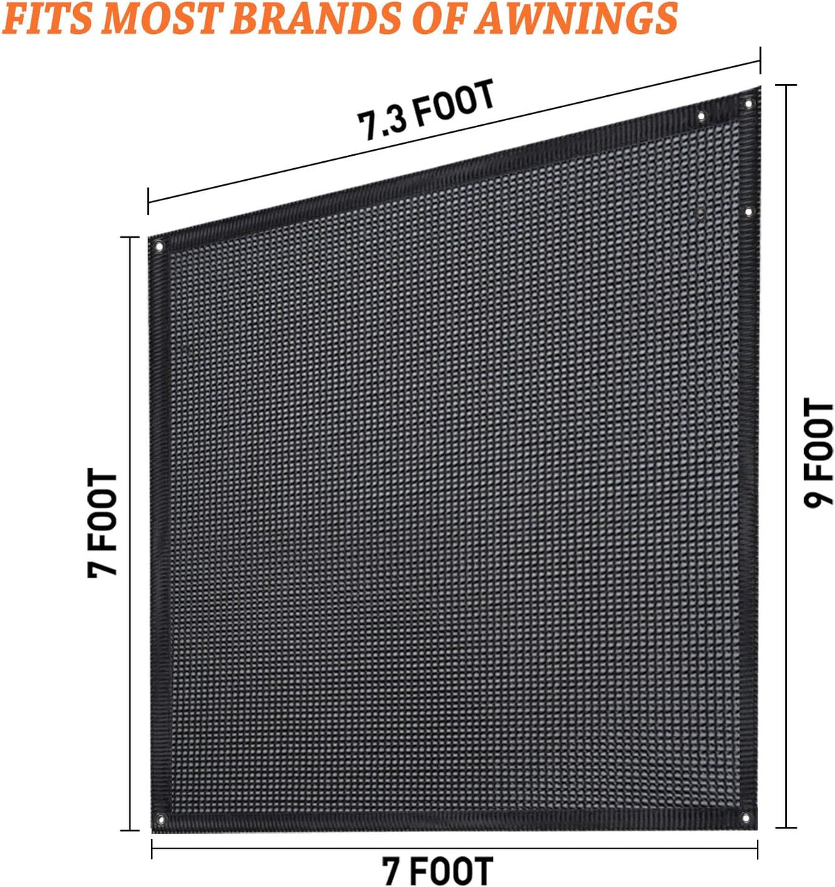 RV Awning Shade Screen 9'X7' Black Mesh Sunshade Pack of 2 Z4902