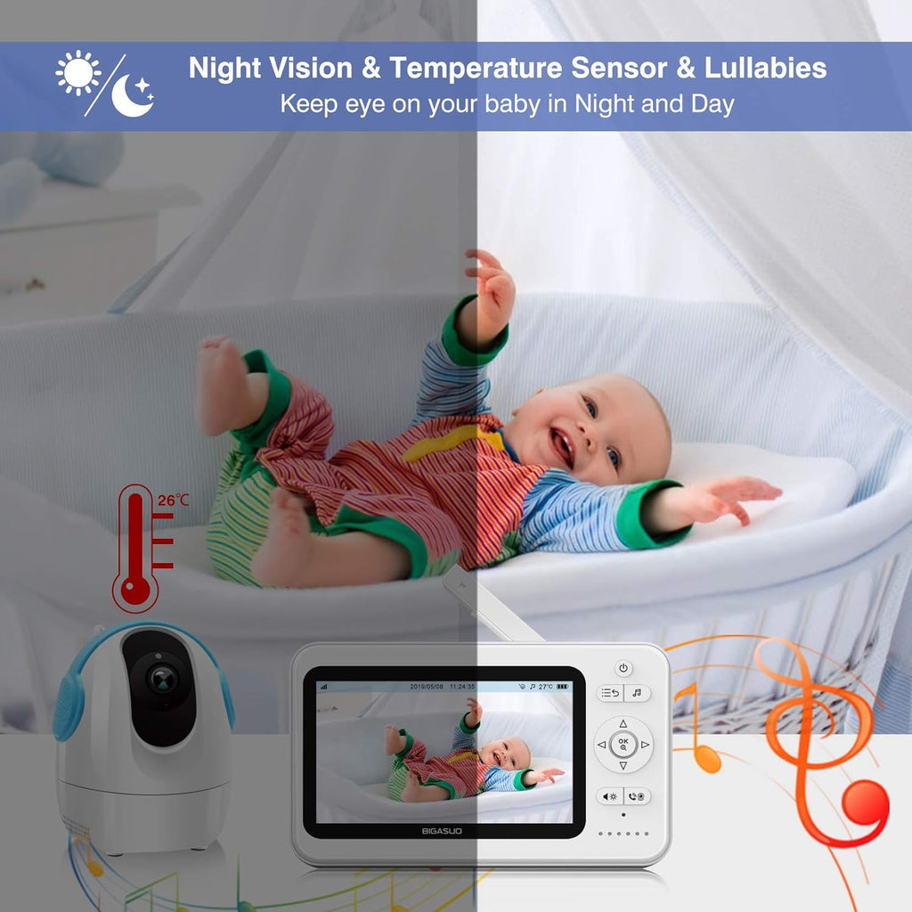 5 720P Baby Monitor with Camera and Audio Night Vision K362221