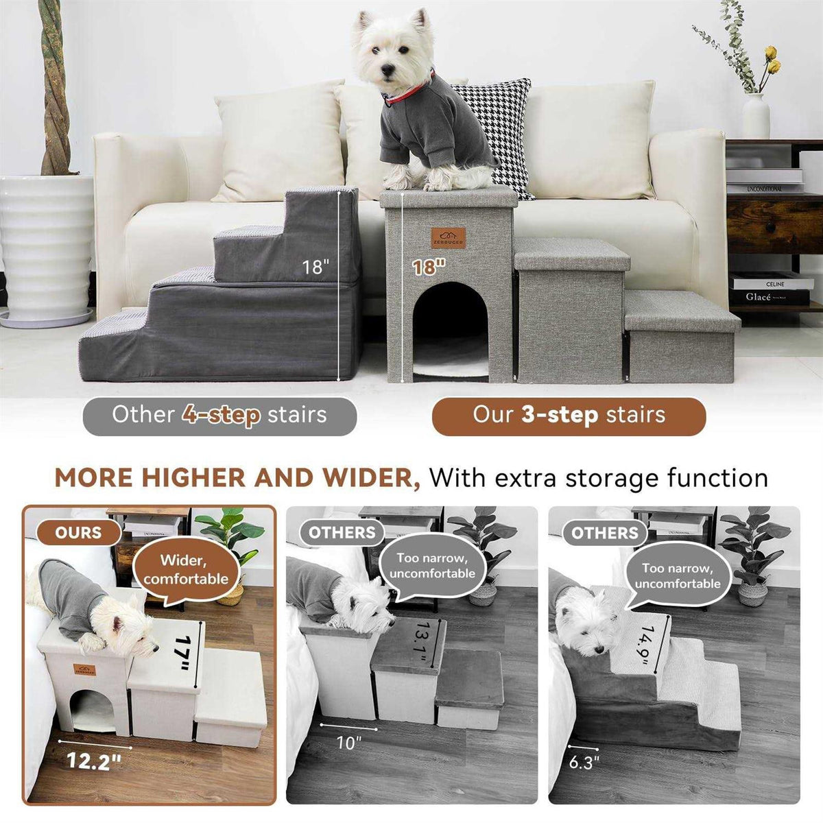 Foldable Dog Stairs with Storage P45412