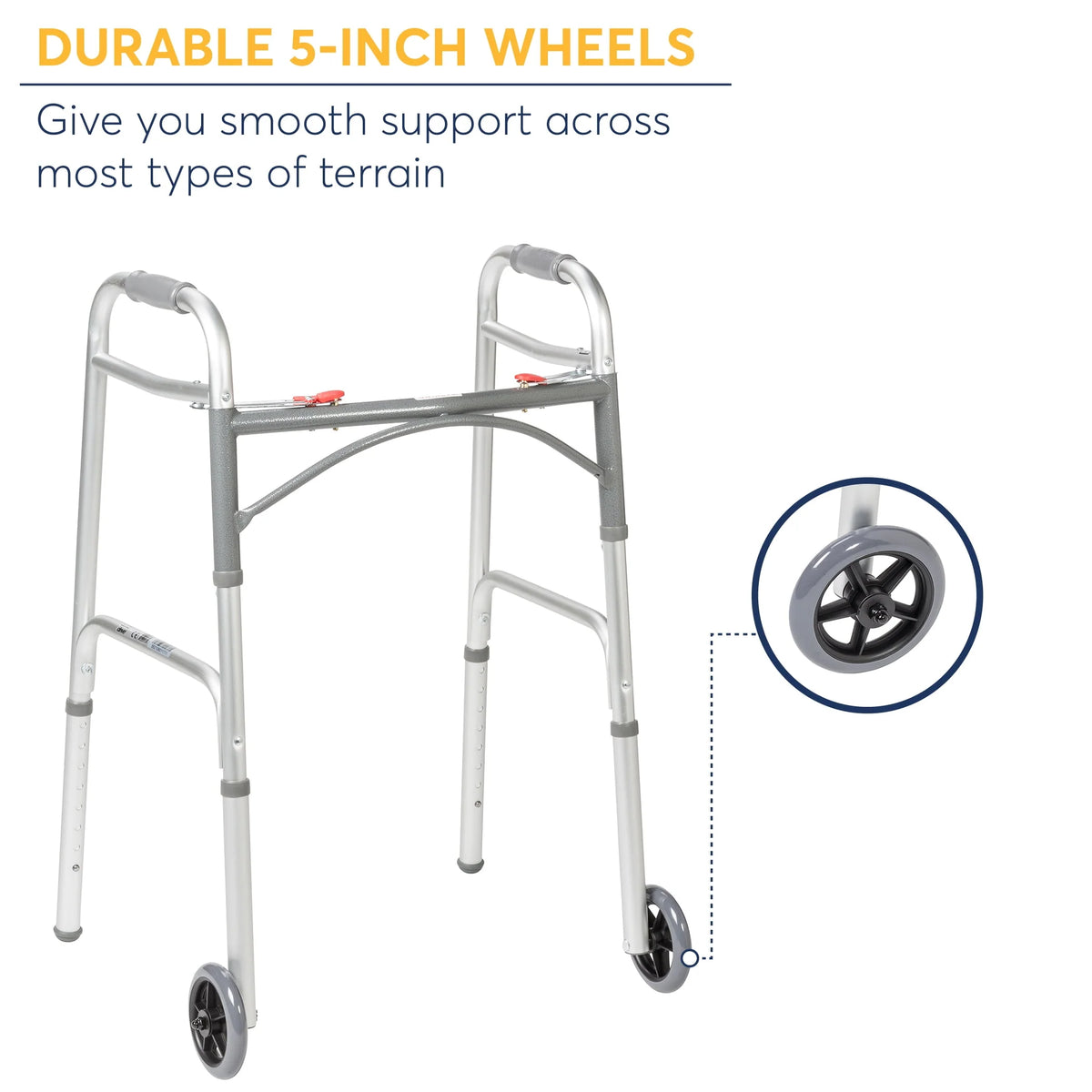 Two Button Folding Walker with 5 Wheels L377510