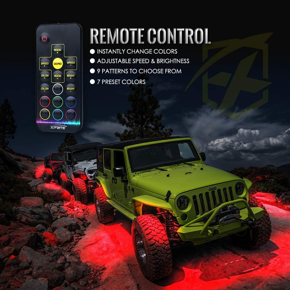 RGB LED Rock Lights Kit with Wireless Remote Control, 6PCS Q921125