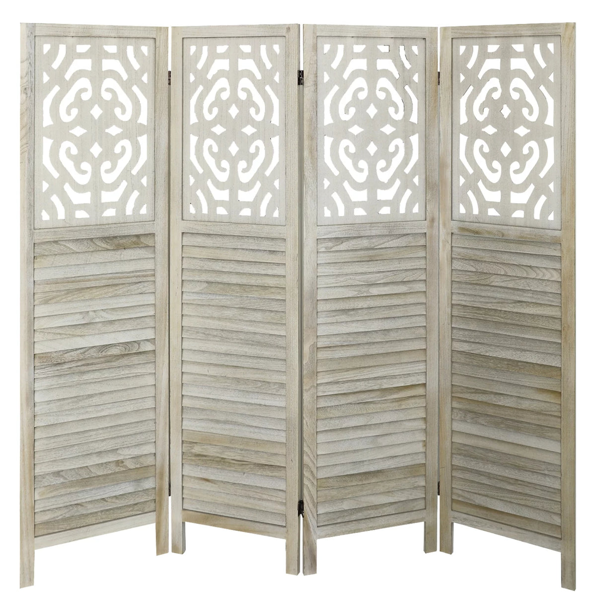 4 Panels Wood Carved Room Divider H3853