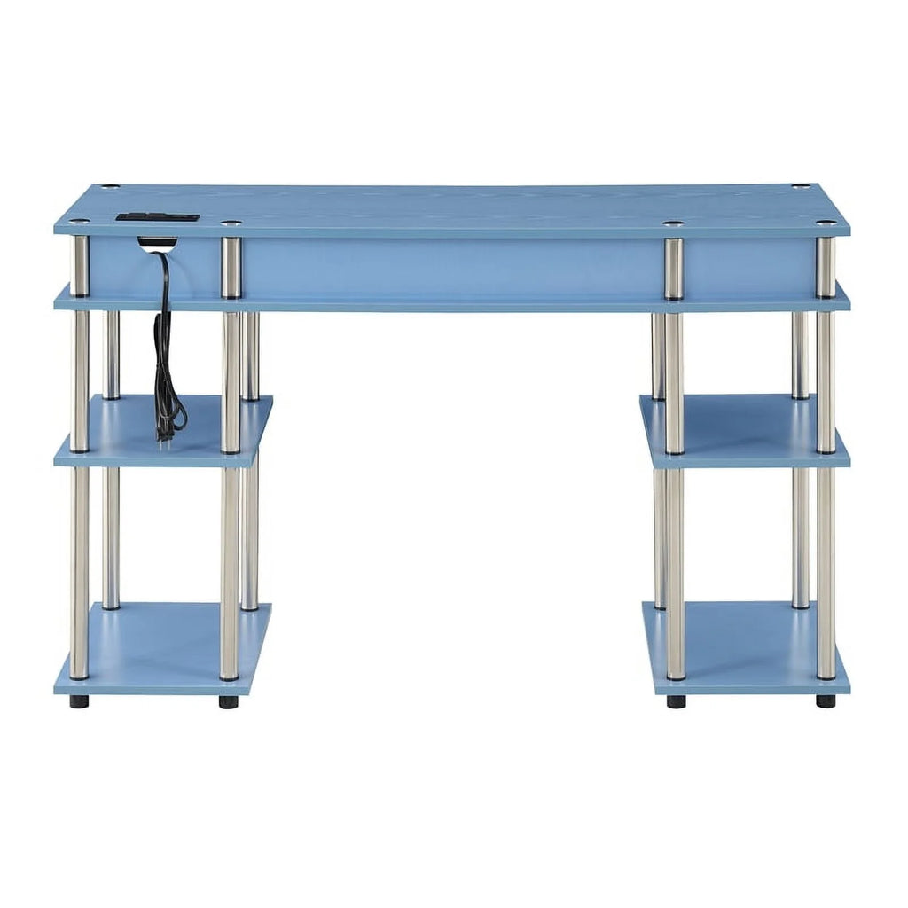 Baby Blue Wood Student Desk with Charging Station S24543