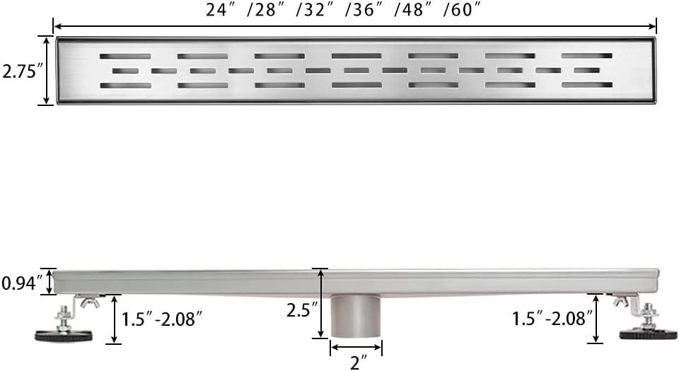 Linear Shower Drain 60 inch Brushed 304 Stainless Steel O6193