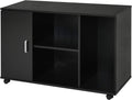 Black Wood Rolling File Cabinet with 3 Open Shelves and Door U629698