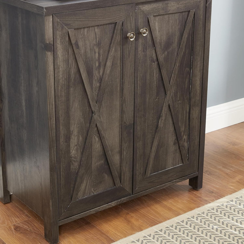 Charcoal Gray Coffee Bar Cabinet with Microwave Stand Q549182