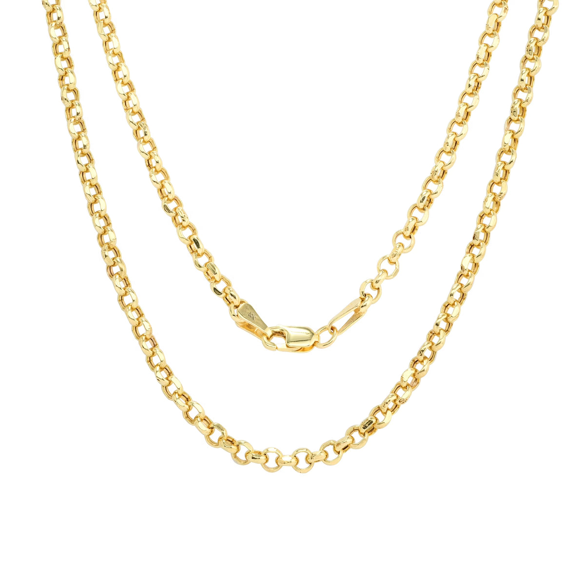 10k Yellow Gold 3mm Rolo Chain Pendant Necklace 16" - 30" F3137