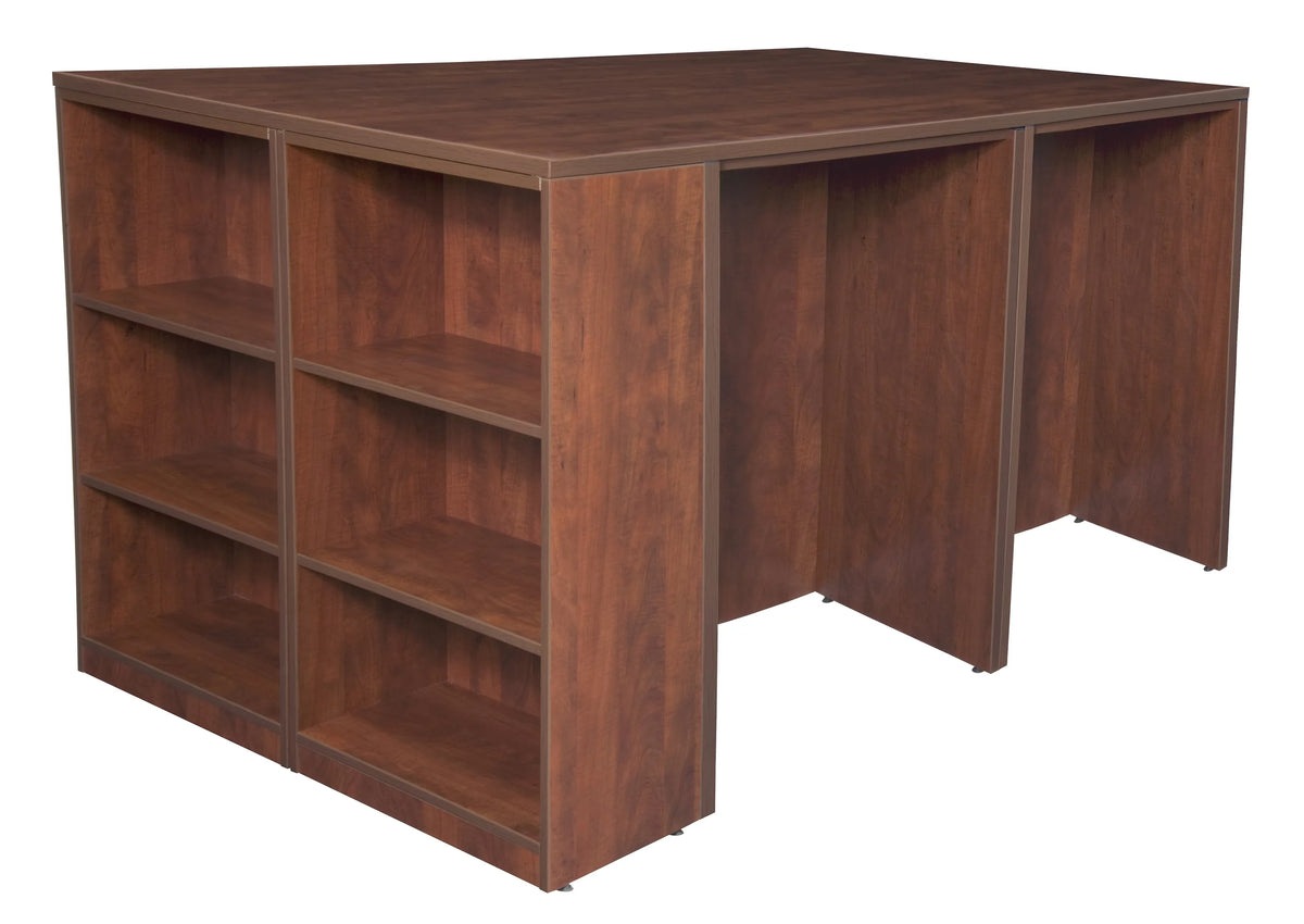 Cherry 2 Storage Cabinet 2 Desk with Bookcase F456434