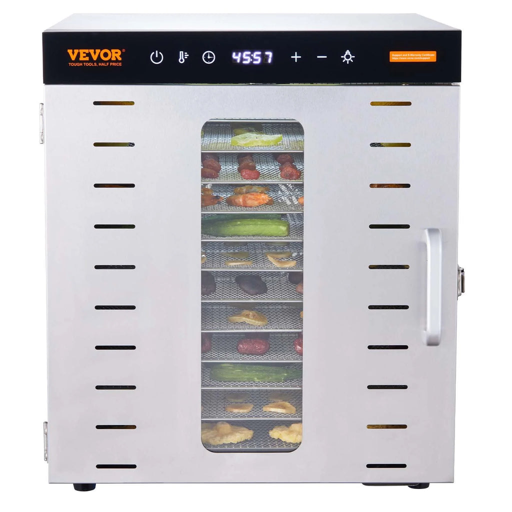 Food Dehydrator Machine, 10 Stainless Steel Trays, 1000W Electric Food Dryer F821788