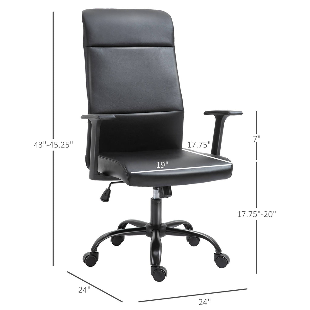 Faux Leather High-Back Office Chair with Adjustable Height, Metal Legs C4567
